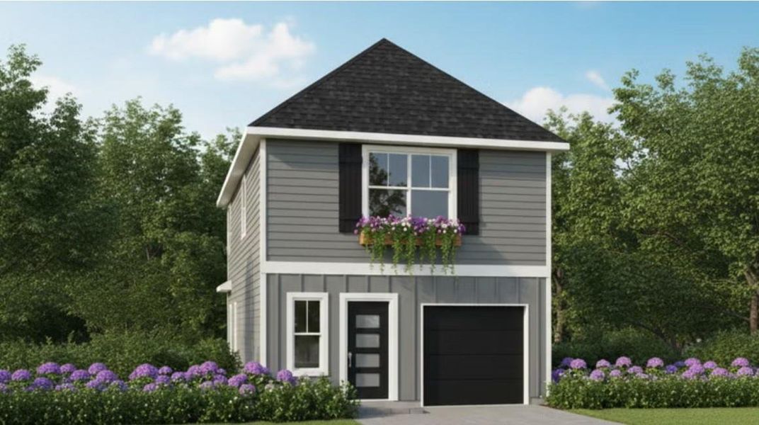 Front exterior of a new home in Santa Fe, Cleveland, TX, highlighting curb appeal (Image 1). Front exterior of a new home in Santa Fe, Cleveland, TX, highlighting curb appeal (Image 1).