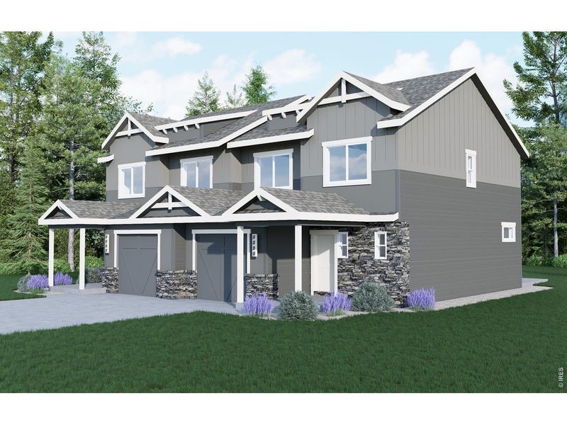 Front exterior of a new home in Wilson Commons, Loveland, CO, highlighting curb appeal (Image 5). Front exterior of a new home in Wilson Commons, Loveland, CO, highlighting curb appeal (Image 5).