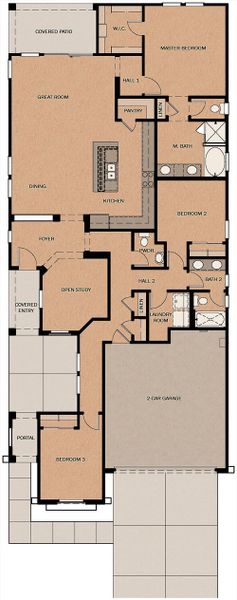 2D floor plan layout for the Helena by Fulton Homes in Calistoga at Enclave, Litchfield Park, AZ (Image 3).