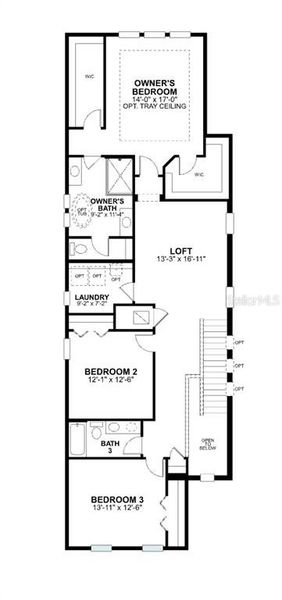 2D floor plan layout of this home in Lake Star at Ovation, Winter Garden, FL (Image 4).