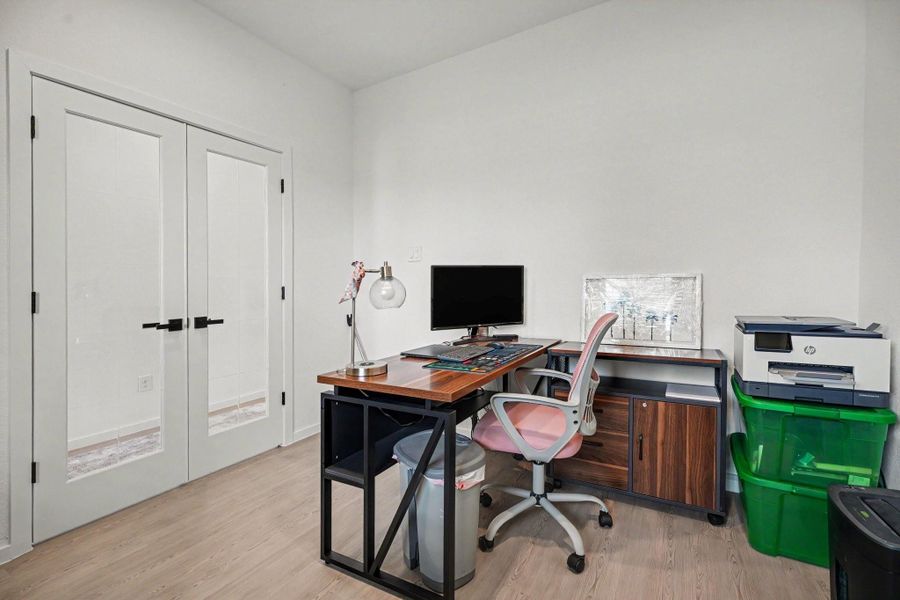 Versatile study located just off the entry, offering a quiet workspace with attractive glass French doors. Versatile study located just off the entry, offering a quiet workspace with attractive glass French doors.