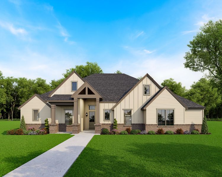 Representative exterior photo of a completed home built from the Connor by Our Country Homes in Highland Oaks, Boyd, TX (Image 1). Representative exterior photo of a completed home built from the Connor by Our Country Homes in Highland Oaks, Boyd, TX (Image 1).