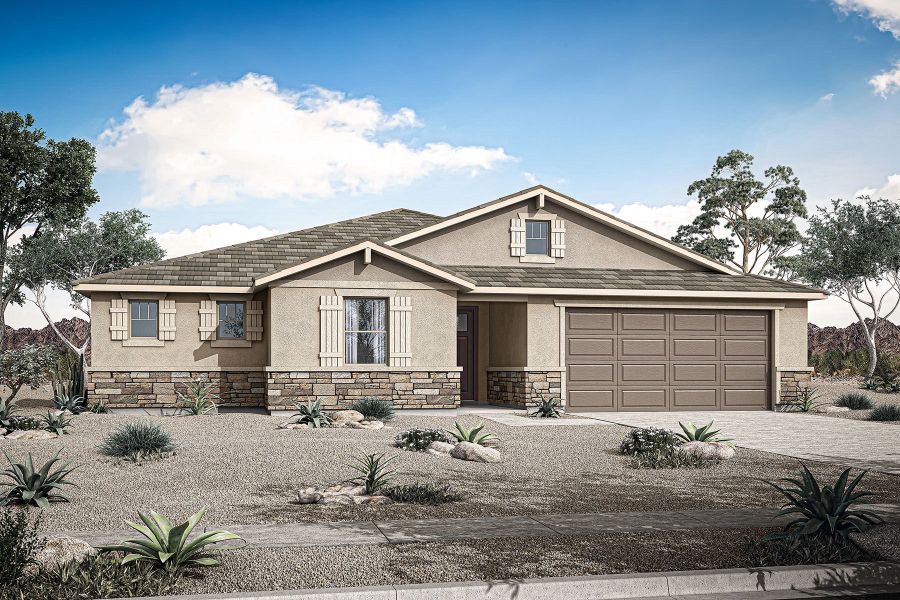 Representative exterior photo of a completed home built from the Burgundy by Mattamy Homes in Tierra Vistoso, Surprise, AZ (Image 21).