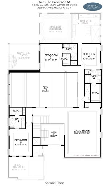 2D floor plan layout for the Brookside by Landon Homes in Fields Reserve - 70's, Frisco, TX (Image 3). 2D floor plan layout for the Brookside by Landon Homes in Fields Reserve - 70's, Frisco, TX (Image 3).