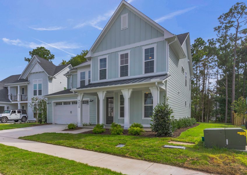 Representative exterior photo of a completed home built from the The Hampton by RobuckHomes in Stonehenge, Raleigh, NC (Image 40).