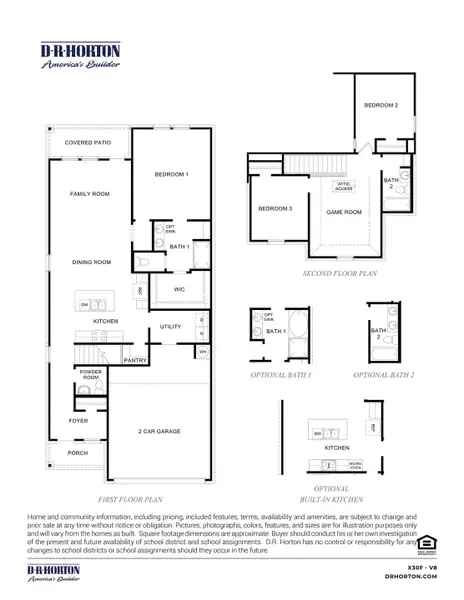 2D floor plan layout for the Florence - X30F by D.R. Horton in Emberly, Beasley, TX (Image 3).