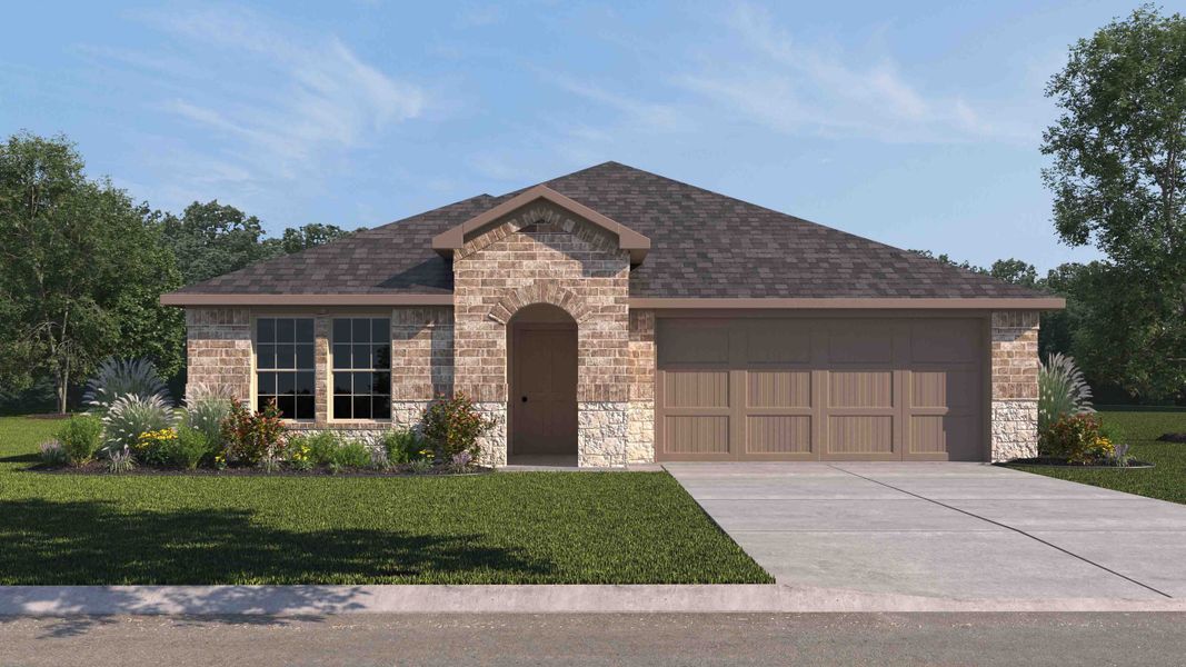Representative exterior photo of a completed home built from the The Lakeway by D.R. Horton in Allen Farms, Lubbock, TX (Image 12).