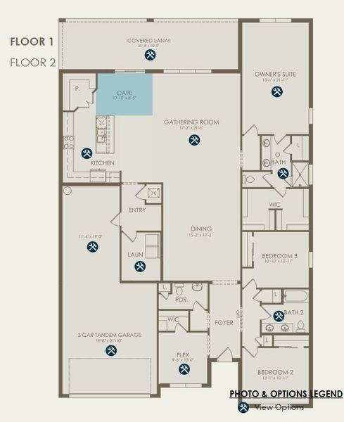 2D floor plan layout for the Easley by Pulte Homes in Reagan Landing, Bradenton, FL (Image 3).