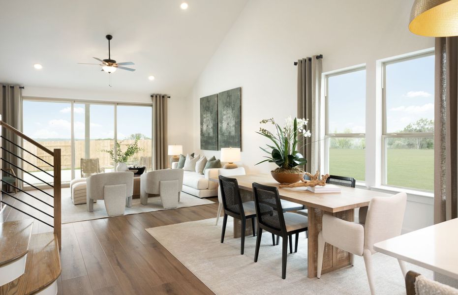 Bright & Airy Dining Space Open to Gathering Room