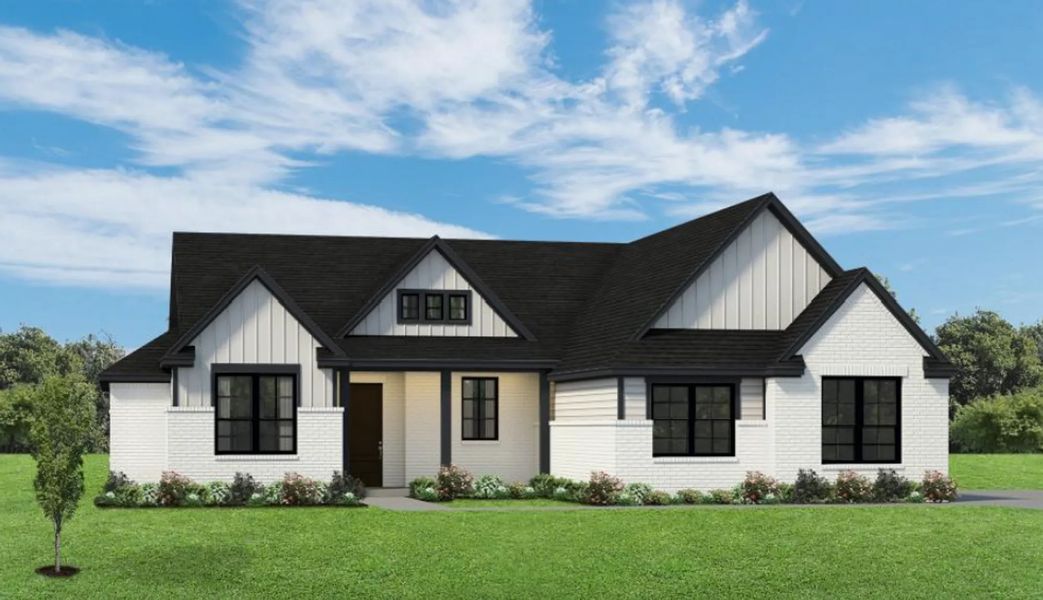 Representative exterior photo of a completed home built from the The Whitney by Elmwood Custom Homes in Matthews Farm, Venus, TX (Image 2). Representative exterior photo of a completed home built from the The Whitney by Elmwood Custom Homes in Matthews Farm, Venus, TX (Image 2).