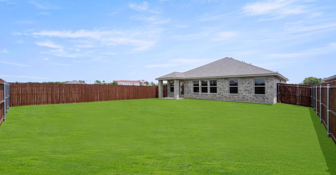 Representative exterior photo of a completed home built from the Atlanta by Impression Homes in Baker Farms, Cleburne, TX (Image 25). Representative exterior photo of a completed home built from the Atlanta by Impression Homes in Baker Farms, Cleburne, TX (Image 25).
