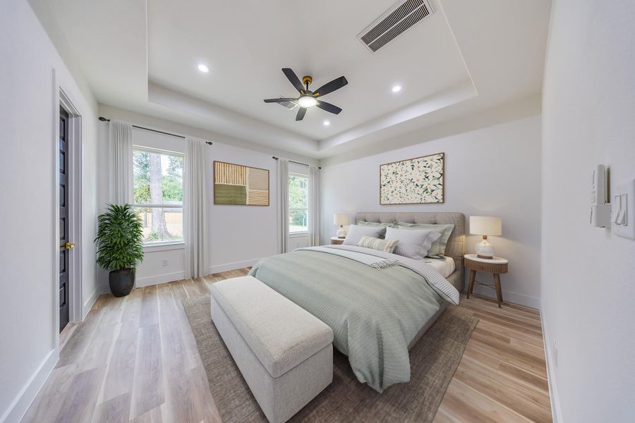 Spacious Master Bedroom offers plenty of room for furniture, activities, and personalization, with bright, inviting natural light.
