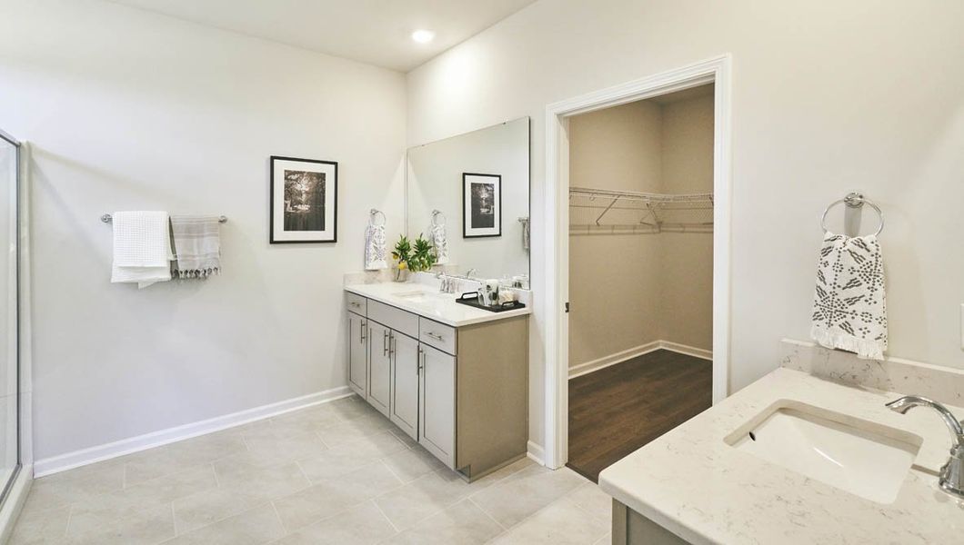 Furnished interior view inside a new home in The Villas at Kinsley, Jamestown (Image 23). Furnished interior view inside a new home in The Villas at Kinsley, Jamestown (Image 23).