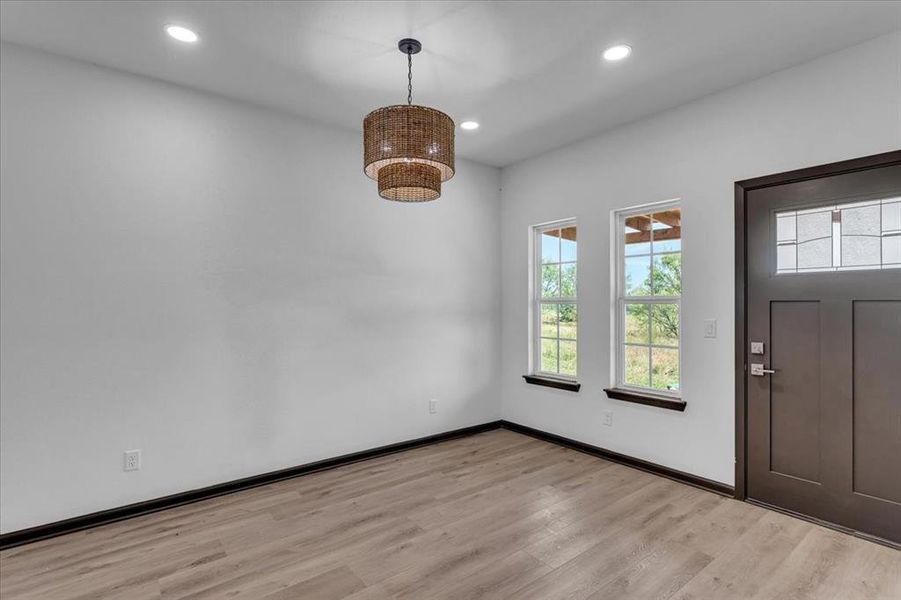 Dining room looking out to the back yard.