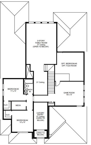 2D floor plan layout for the 3253F by Perry Homes in Southern Hills 65', Brooksville, FL (Image 4). 2D floor plan layout for the 3253F by Perry Homes in Southern Hills 65', Brooksville, FL (Image 4).