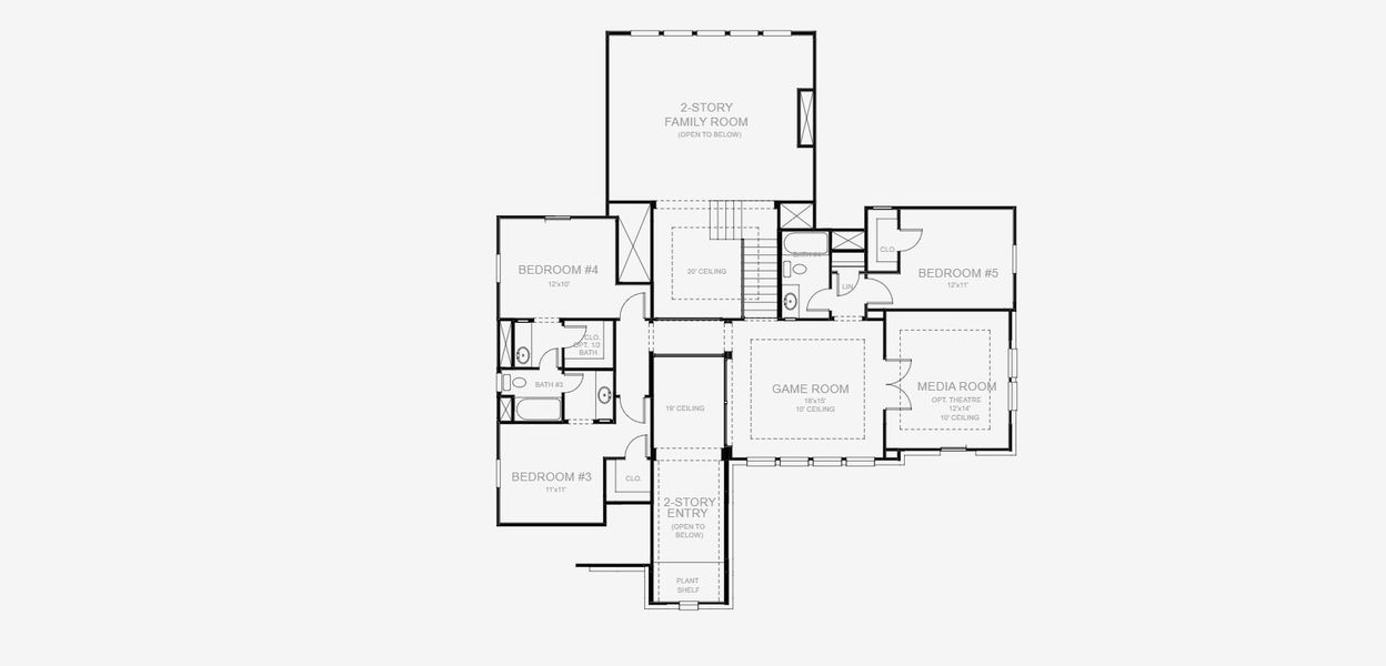 2D floor plan layout for the 3896W by Perry Homes in Legacy Prairie at Katy Court, Katy, TX (Image 3).