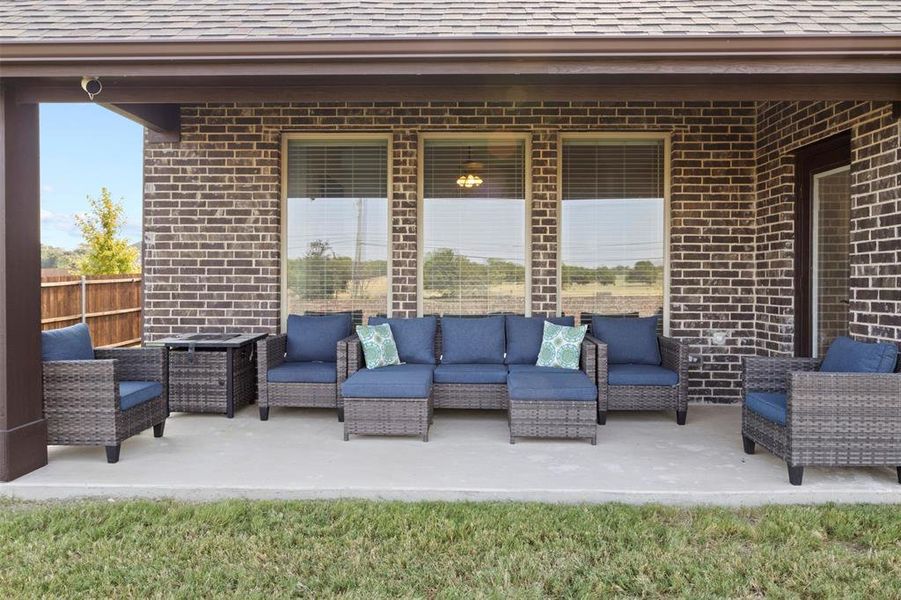 View of patio featuring an outdoor living space