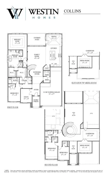 2D floor plan layout for the The Collins by Westin Homes in Flora, Hutto, TX (Image 4).