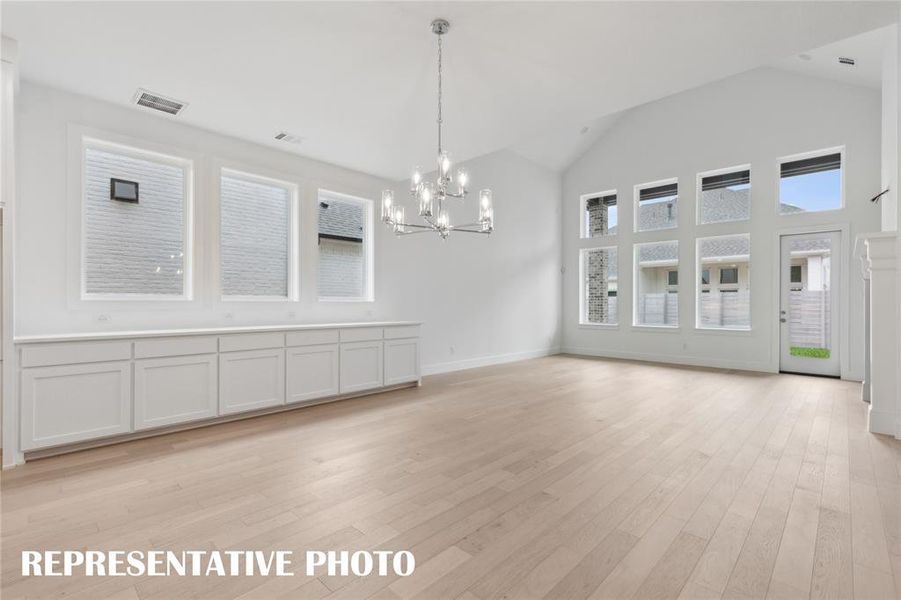 Featuring built in cabinets in the dining room, you'll find entertaining is a breeze in this outstanding floor plan!  REPRESENTATIVE PHOTO