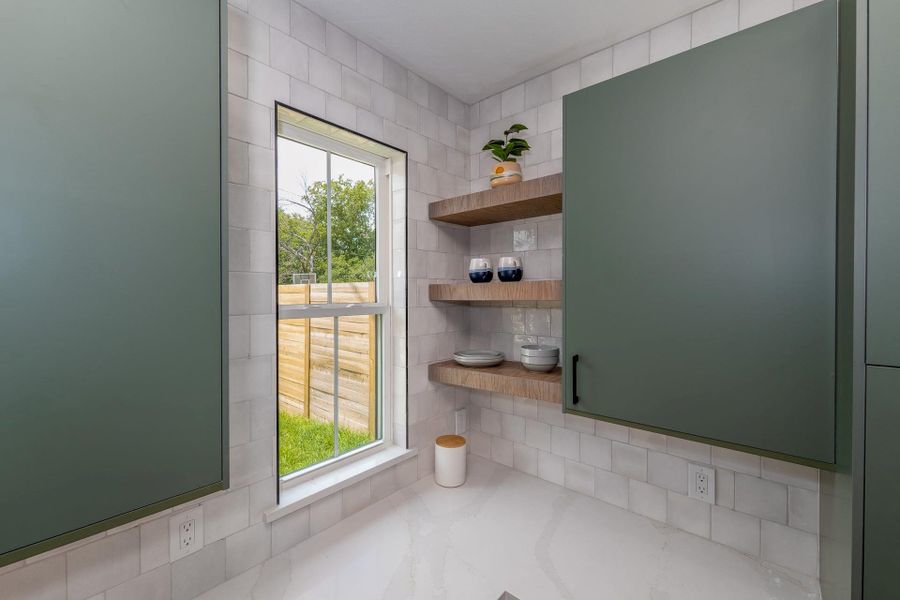 shelving to keep the kitchen light and airy