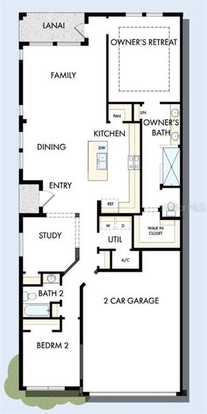 2D floor plan layout of this home in Gracewater at Sarasota, Sarasota, FL (Image 5).