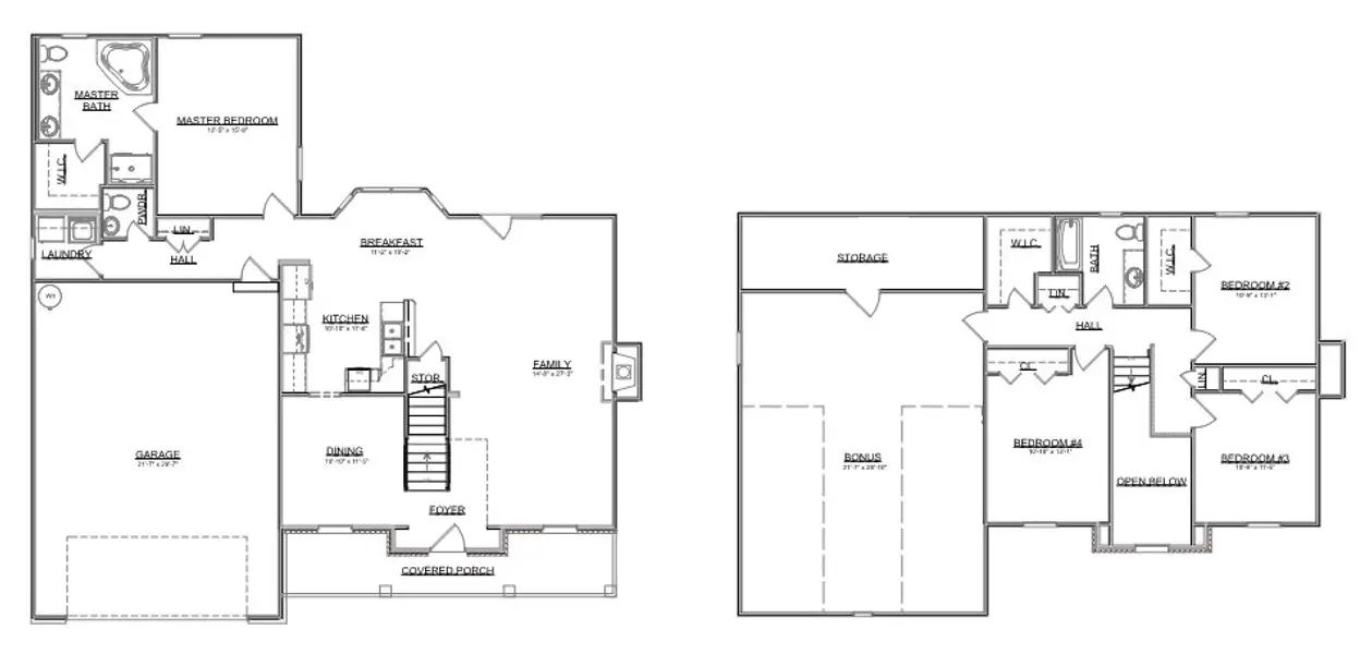 2D floor plan layout for the The Hawthorne by Smithbilt Homes in Farm At Riverbend, Pigeon Forge, TN (Image 2).