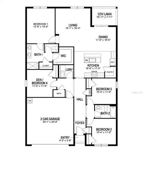 2D floor plan layout of this home in Gulf Cove, Port Charlotte, FL (Image 3).