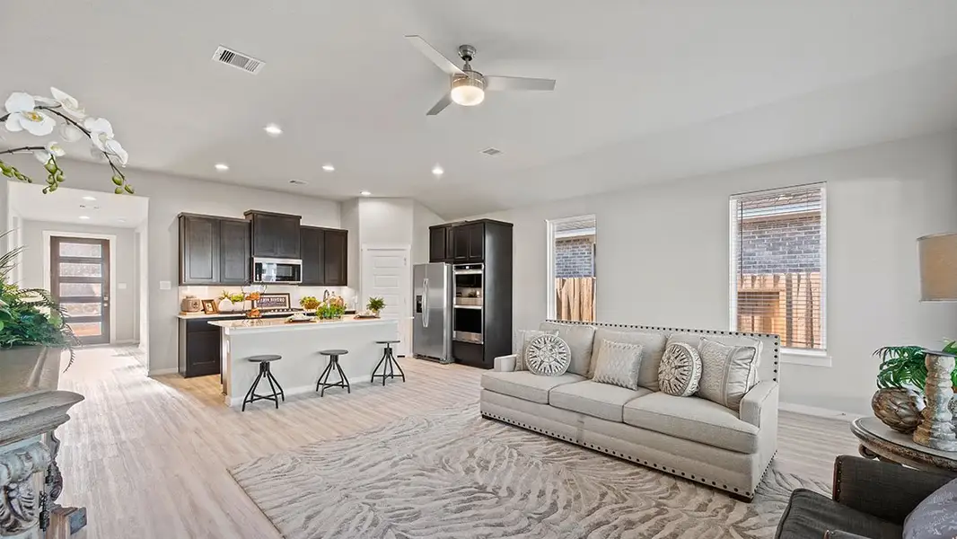 Furnished interior in a model home at Davis Harbor in League City (Image 7).
