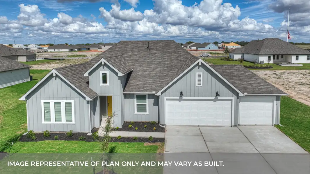 Front exterior of a new home in Sonoma Oaks, Fredericksburg, TX, highlighting curb appeal (Image 2). Front exterior of a new home in Sonoma Oaks, Fredericksburg, TX, highlighting curb appeal (Image 2).