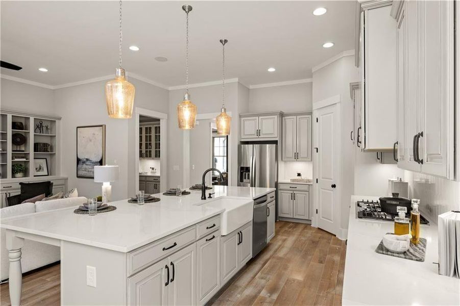 Furnished interior view inside a new home in Soleil Belmont Park, Canton (Image 32). Furnished interior view inside a new home in Soleil Belmont Park, Canton (Image 32).