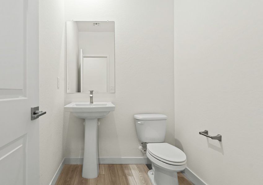 The Sedona floor plan features a powder room.