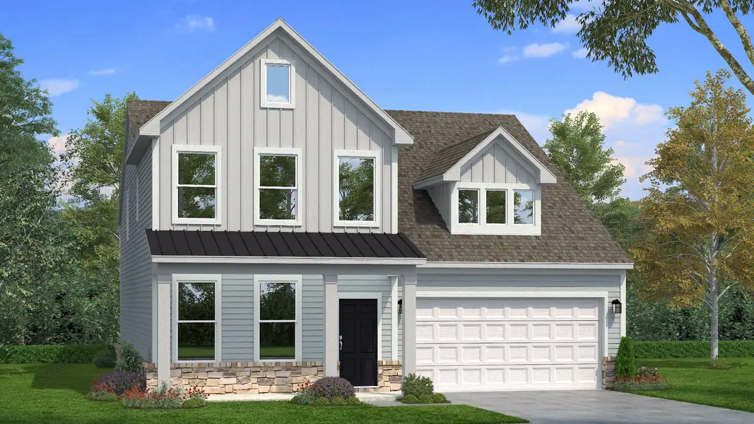 Representative exterior photo of a completed home built from the Lassiter by DRB Homes in McClure Farms, Columbia, TN (Image 2). Representative exterior photo of a completed home built from the Lassiter by DRB Homes in McClure Farms, Columbia, TN (Image 2).