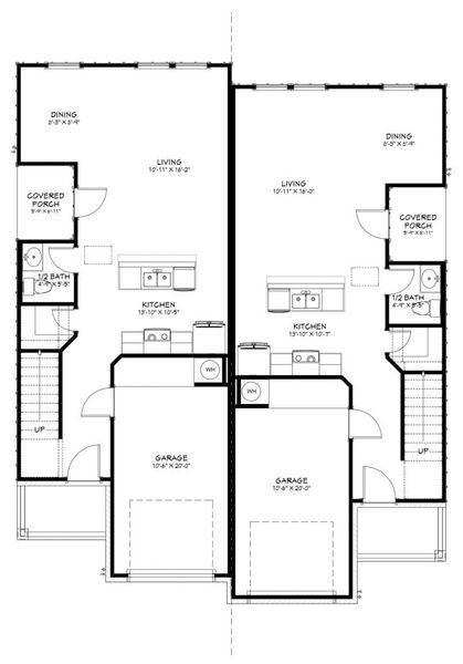 2D floor plan layout for the James by Flintrock Builder in The Preserve At Thousand Oaks Duplexes, Killeen, TX (Image 3).
