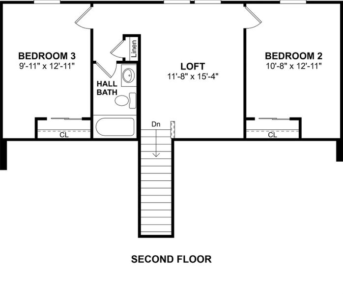 The Honeysuckle II floor plan by K. Hovnanian Homes. 2nd floor shown. *Prices, plans, dimensions, features, specifications, materials, and availability of homes or communities are subject to change without notice or obligation.