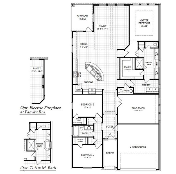 2D floor plan layout of this home in Parkside on the River, Georgetown, TX (Image 5).