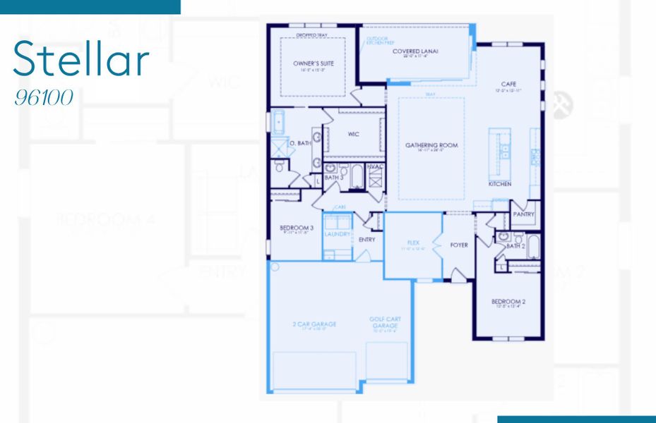 2D floor plan layout of this home in BeachWalk by Manasota Key, Englewood, FL (Image 2).