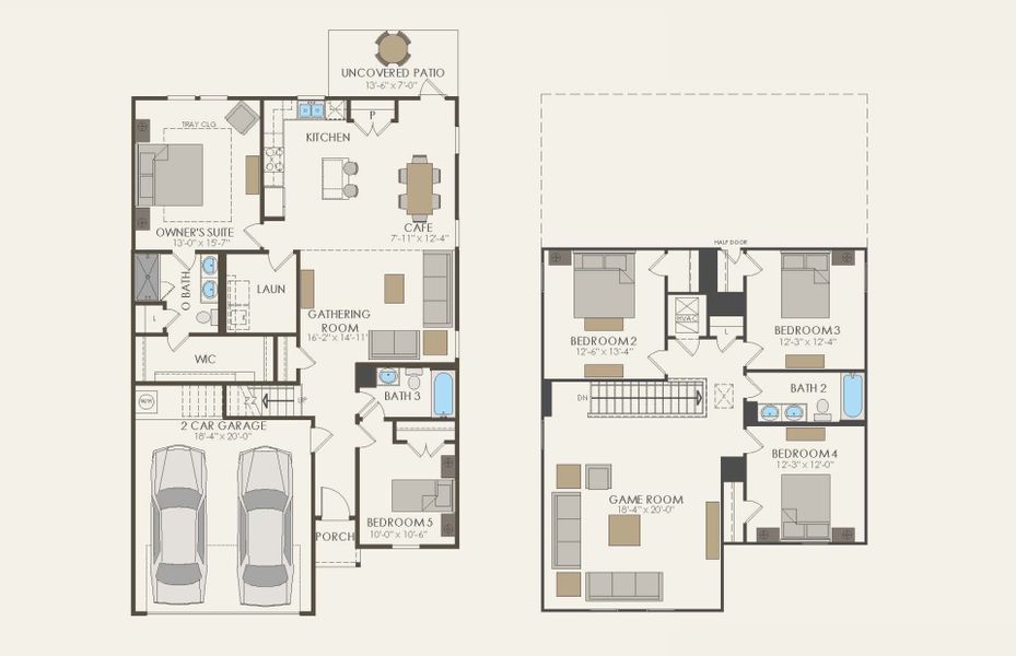 2D floor plan layout of this home in Mobberly Farms, Pilot Point, TX (Image 3).