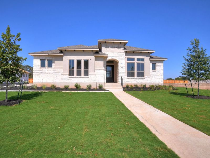 Representative exterior photo of a completed home built from the Siena III by Giddens Homes in Clearwater Ranch, Liberty Hill, TX (Image 28).