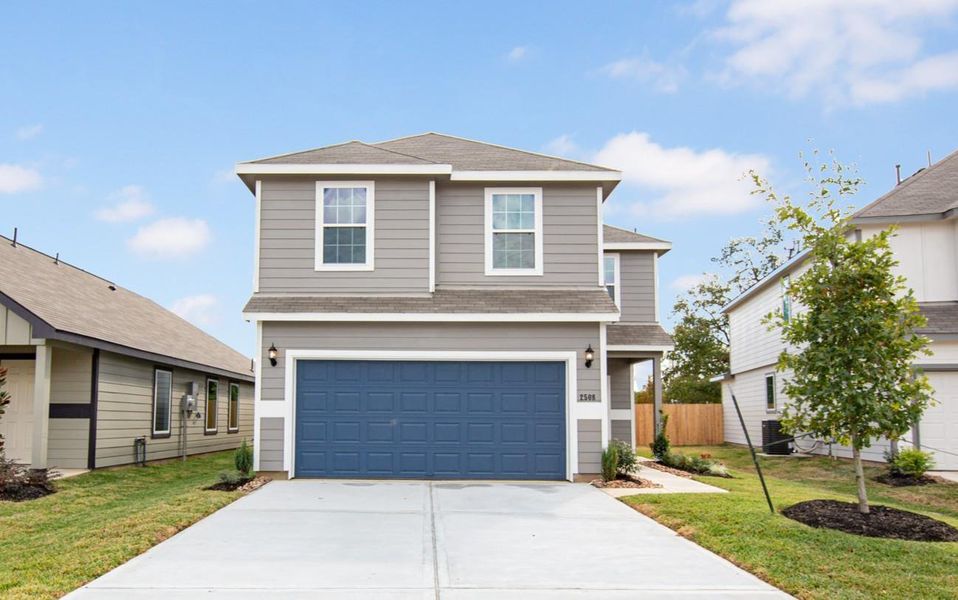 Front exterior of a new home in Cliffstone Hills, Conroe, TX, highlighting curb appeal (Image 2).