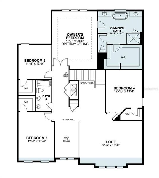 2D floor plan layout of this home in Emerson Pointe, Apopka, FL (Image 2). 2D floor plan layout of this home in Emerson Pointe, Apopka, FL (Image 2).