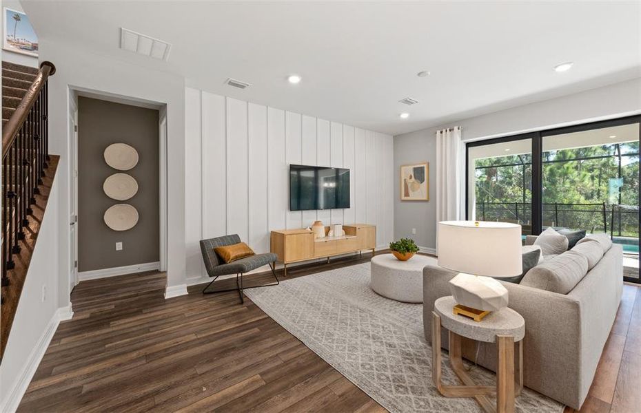 Furnished interior view inside a new home in The Strand at Cedar Grove, North Port (Image 2). Furnished interior view inside a new home in The Strand at Cedar Grove, North Port (Image 2).