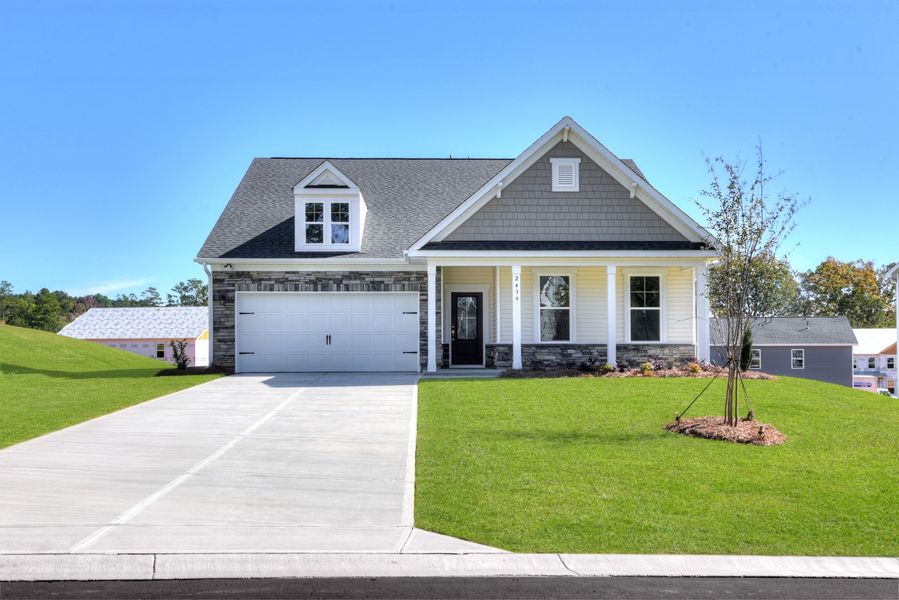 Front exterior of a new home in The Beacon at Old Peachtree Single Family Homes, Lawrenceville, GA, highlighting curb appeal (Image 45).