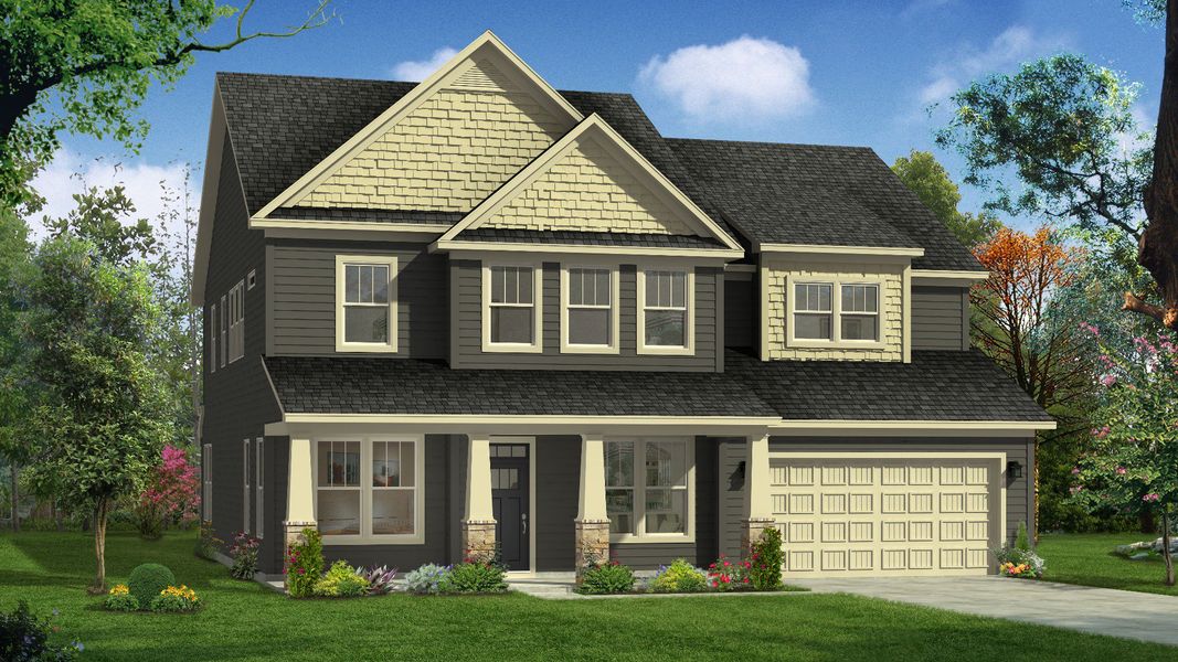 Representative exterior photo of a completed home built from the Stonehaven by DRB Homes in Pinebrook, Woodruff, SC (Image 18).