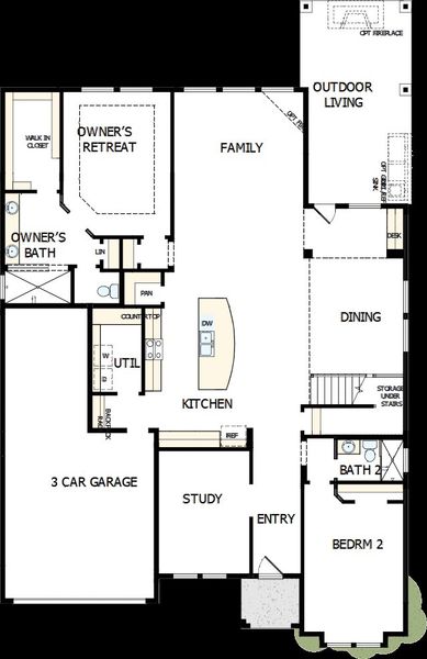 2D floor plan layout of this home in The Meadows at Imperial Oaks, Conroe, TX (Image 2).