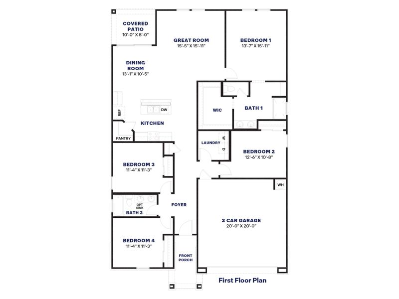 2D floor plan layout for the Cali by D.R. Horton in Sorrento, Maricopa, AZ (Image 3). 2D floor plan layout for the Cali by D.R. Horton in Sorrento, Maricopa, AZ (Image 3).