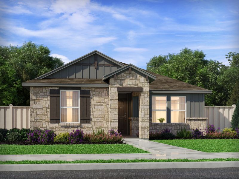 Front exterior of a home in the Colony at Cole Springs - Arbor Collection community, located in Buda, TX (Image 10).