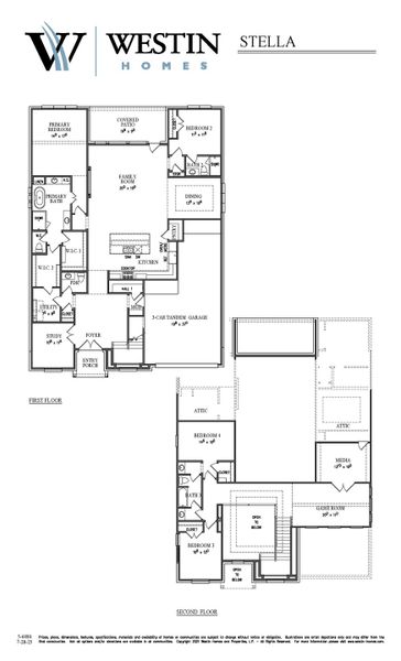 2D floor plan layout for the The Stella by Westin Homes in ARTAVIA®, Conroe, TX (Image 3).