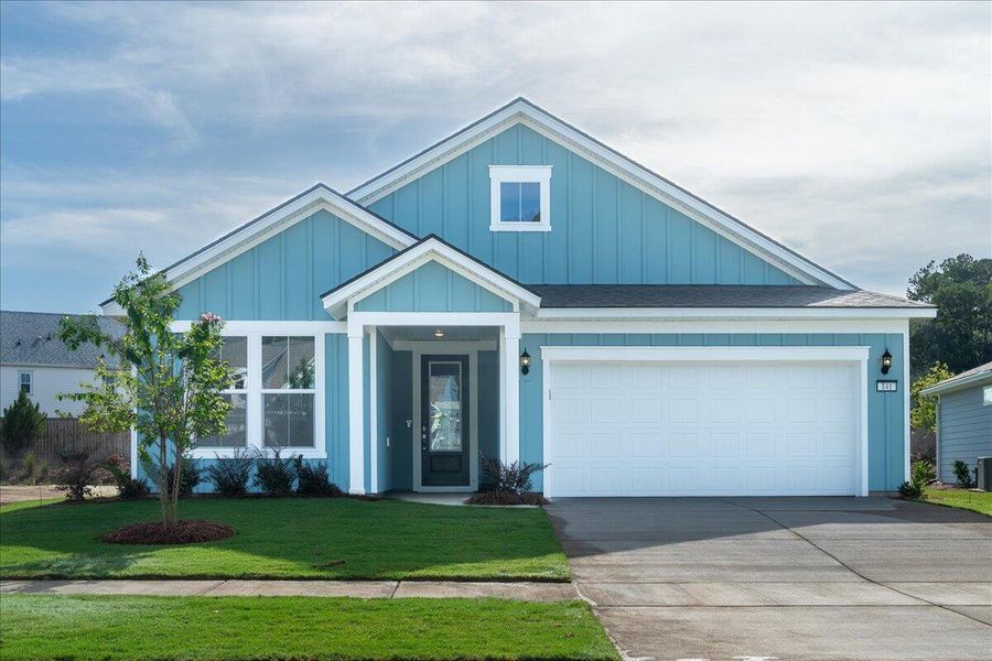 Front exterior of a new home in Del Webb Charleston at Nexton, Summerville, SC, highlighting curb appeal (Image 1). Front exterior of a new home in Del Webb Charleston at Nexton, Summerville, SC, highlighting curb appeal (Image 1).