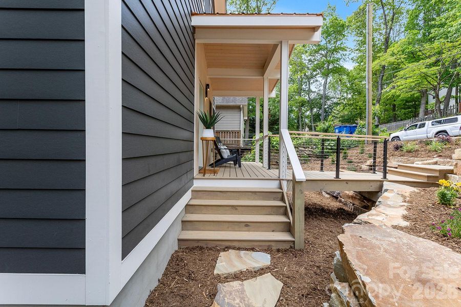 Exterior details and patio area of a home in , Asheville (Image 23).