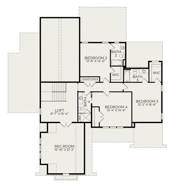 2D floor plan layout for the Brighton English Cottage by Homes by Dickerson in Cattail, Clayton, NC (Image 4).